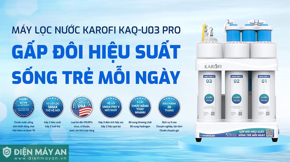 Máy lọc nước RO Karofi KAQ-U03 Pro 10 lõi